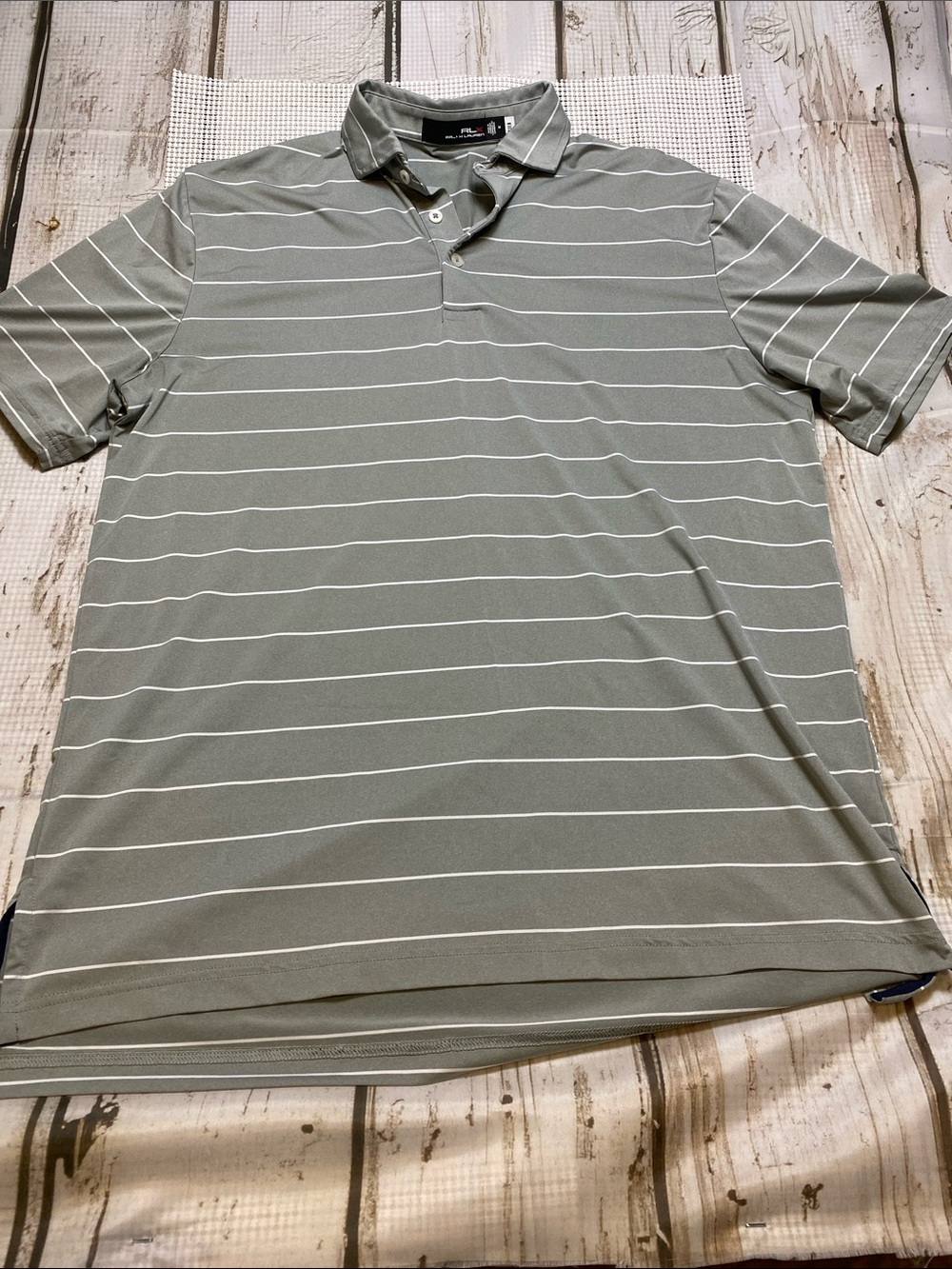 RLX Ralph Lauren Gray Striped Polo Sz-M